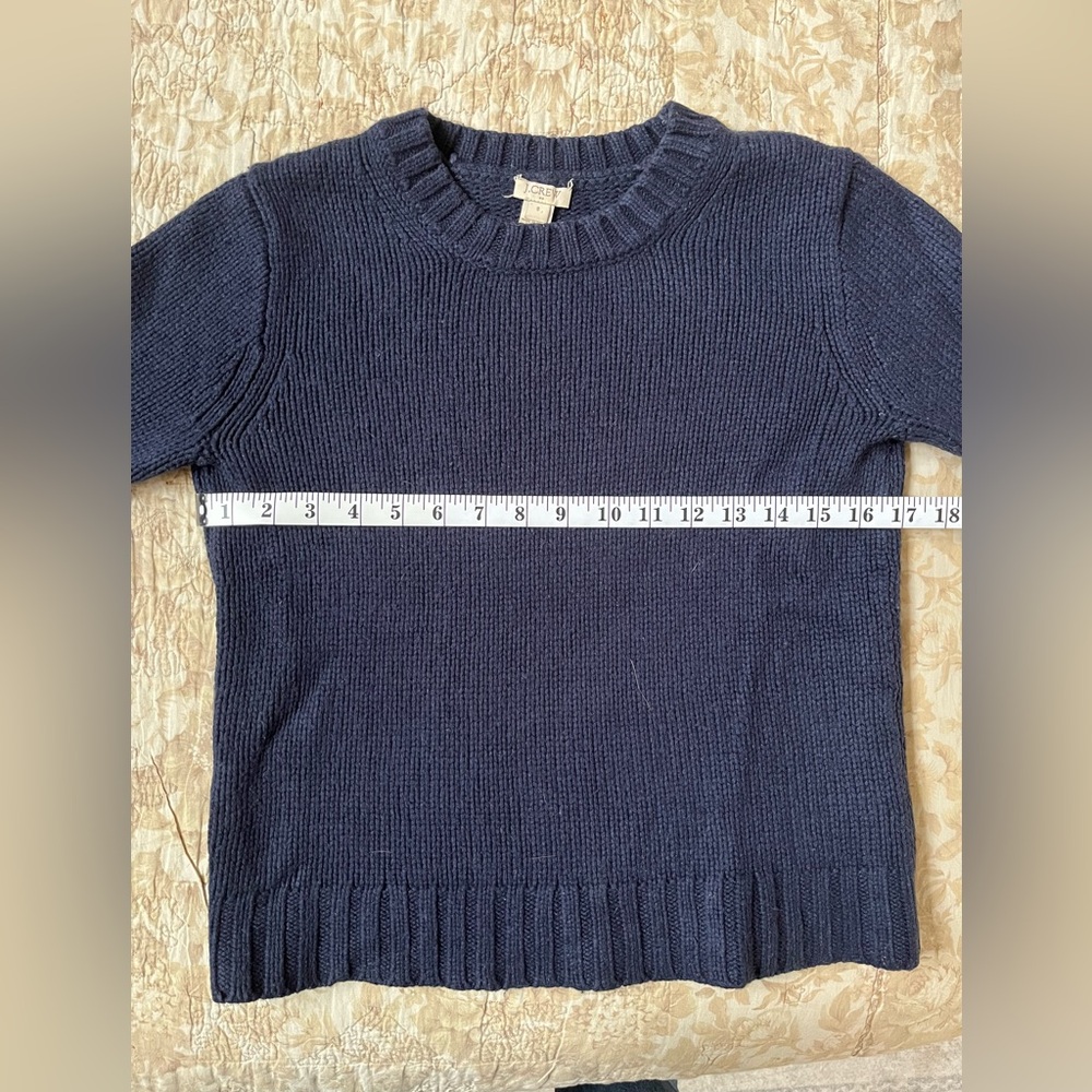 J. Crew crewneck sweater, size s but fits like an XS. navy blue, wool blend